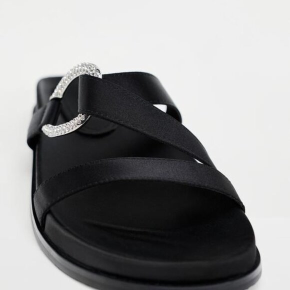 ZARA RHINESTONE EMBELLISHED FLAT SANDALS - Picture 4 of 6